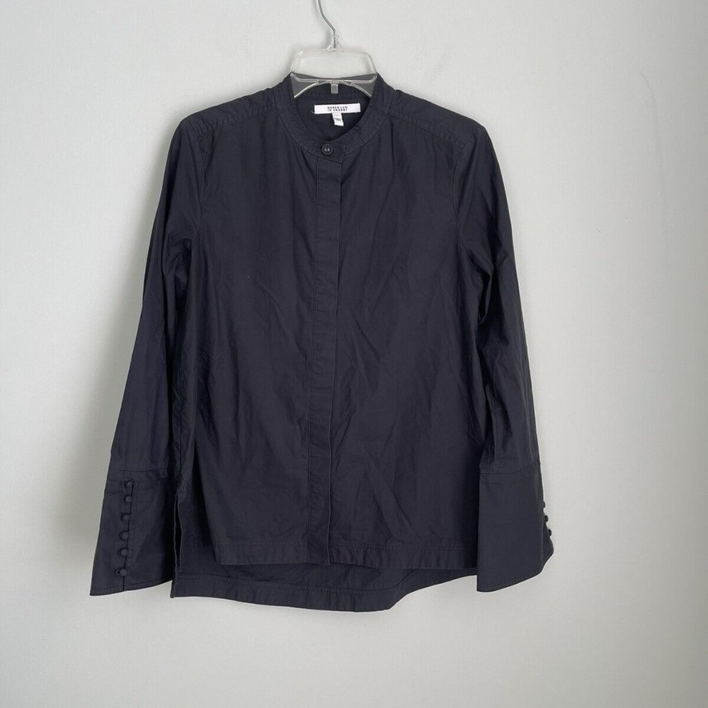Derek Lam 10 Crosby Black Bell Sleeve Button Front Blouse
